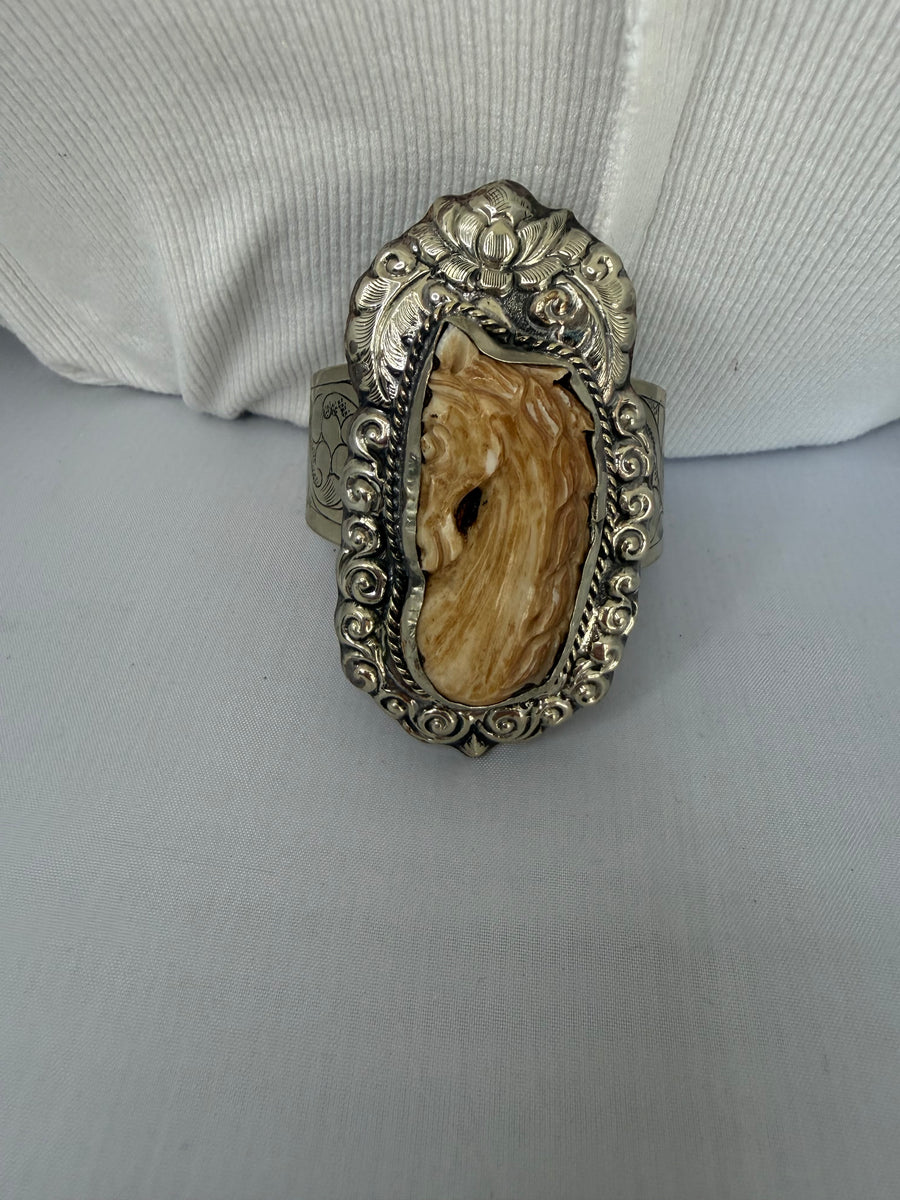 Earth Song Cuff Bone Craved Bracelet