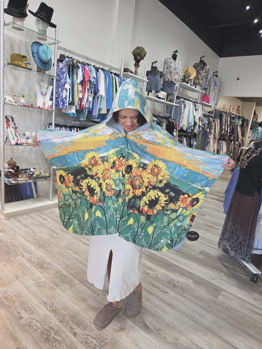 Raincape Poncho in Sunny Days Print by Inoah
