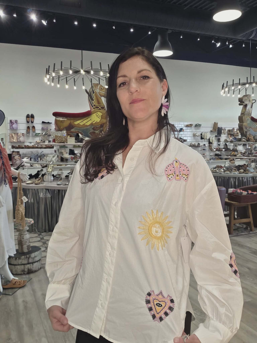 Button Down Blouse in Pocket Full of Sunshine by Driftwood