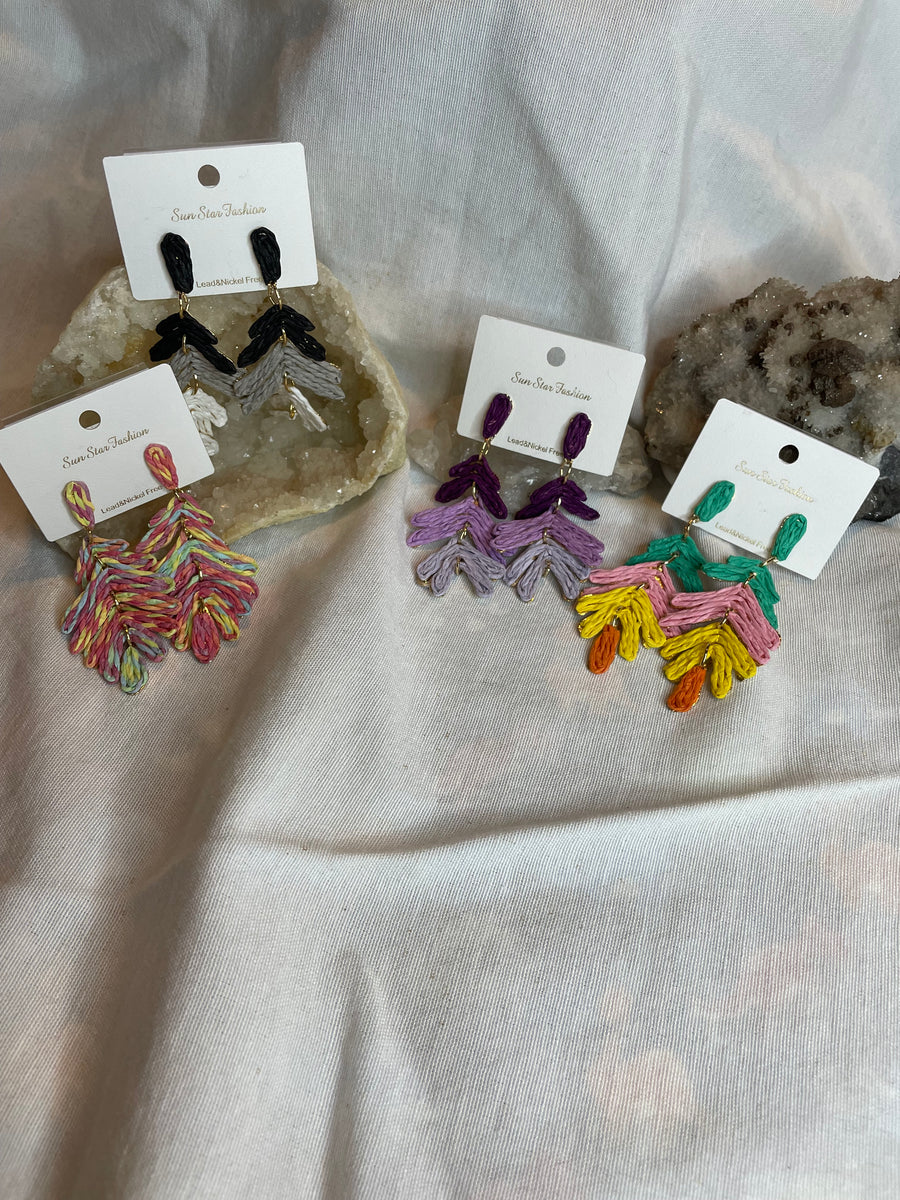 Rattan Palm Leaf Earrings