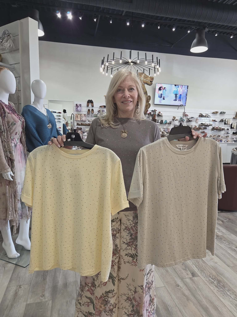 Rhinestone Embellished Relaxed Tee by Davi & Dani