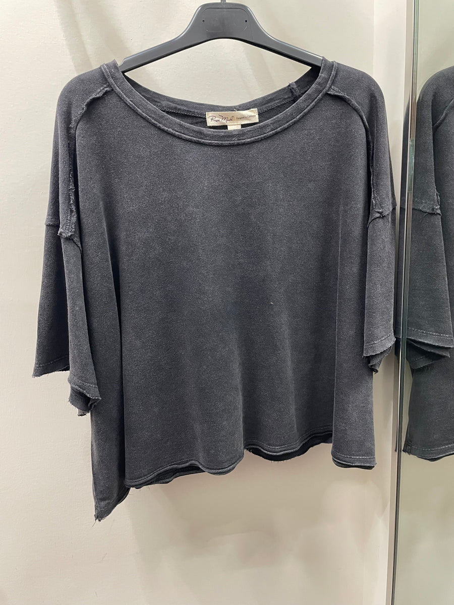 Mineral Washed Cropped Short Sleeve Tee by Rae Mode