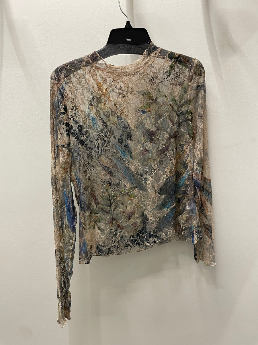 Sheer Lace Layering Shirt in Feathers by Origami