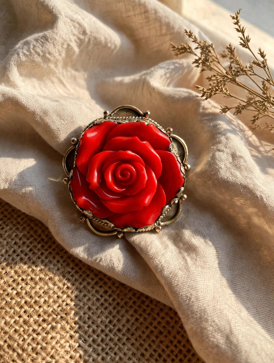 Red Rose Adjustable Ring by Tara Gasparian