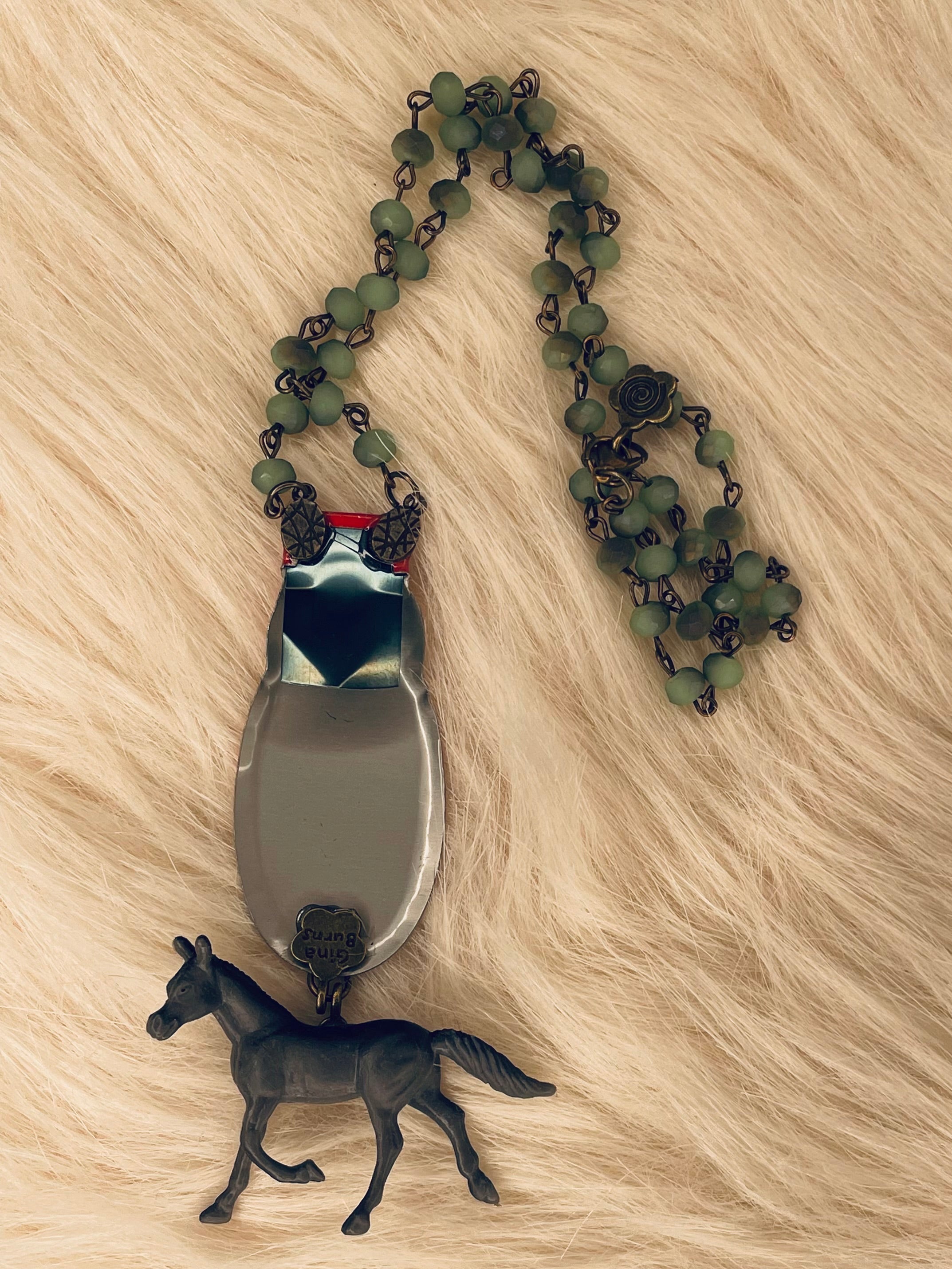 Red Cowboy Clicker w/Horse Charm Necklace by Gina Robin Boutique