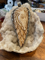 Pendant Only Carved Horse Feather Head