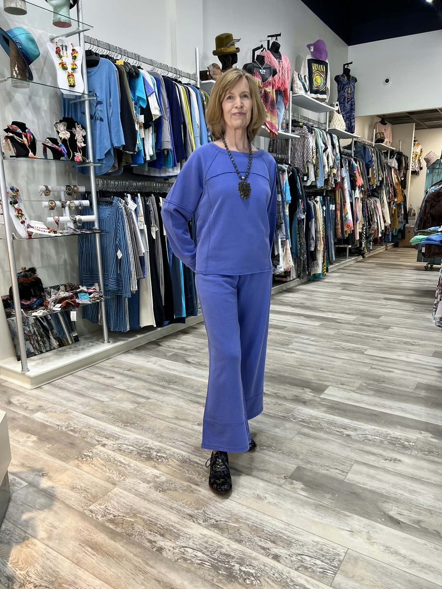 Color Washed Terry Cropped Wide Leg