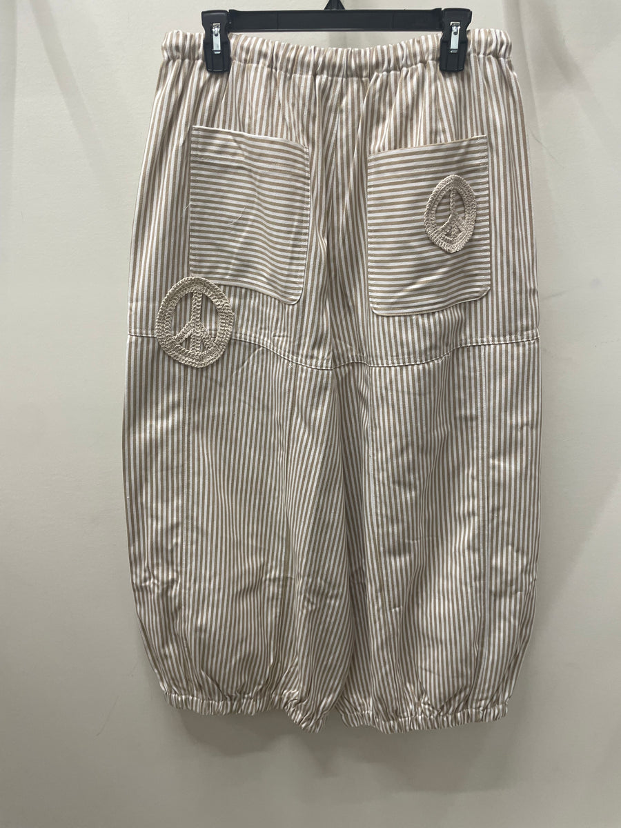 Peace Sign Pinstripe Palazzo Pants by Davi & Dani