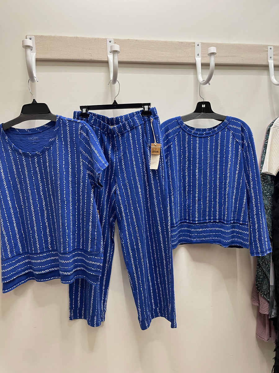 Driftwood Stripe Dockside Tee by Escape by Habitat 11520 Robin Boutique Driftwood Stripe Lookout Pullover by Escape by Habitat 11521 Robin Boutique Driftwood Stripe J Pocket Flood Pant by Escape