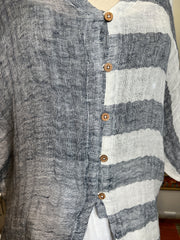 Two Tone Linen Fun Blouse by The Paper Lace
