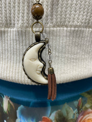Sacred Crescent Moon Resin Boho Necklace