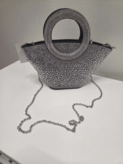 Evening Handbag in Black with Silver Rhinestones Robin Boutique