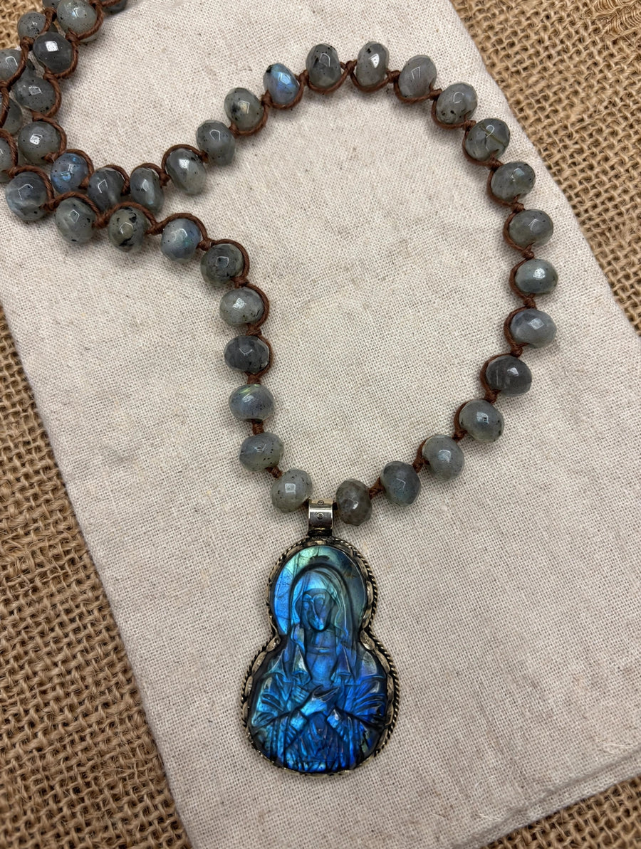 Sacred Light Labradorite Madonna Necklace by Tara Gasparian