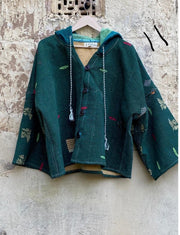 Half Moon Cropped Hooded Jacket by Kantha Bae - Robin Boutique-Boutique 