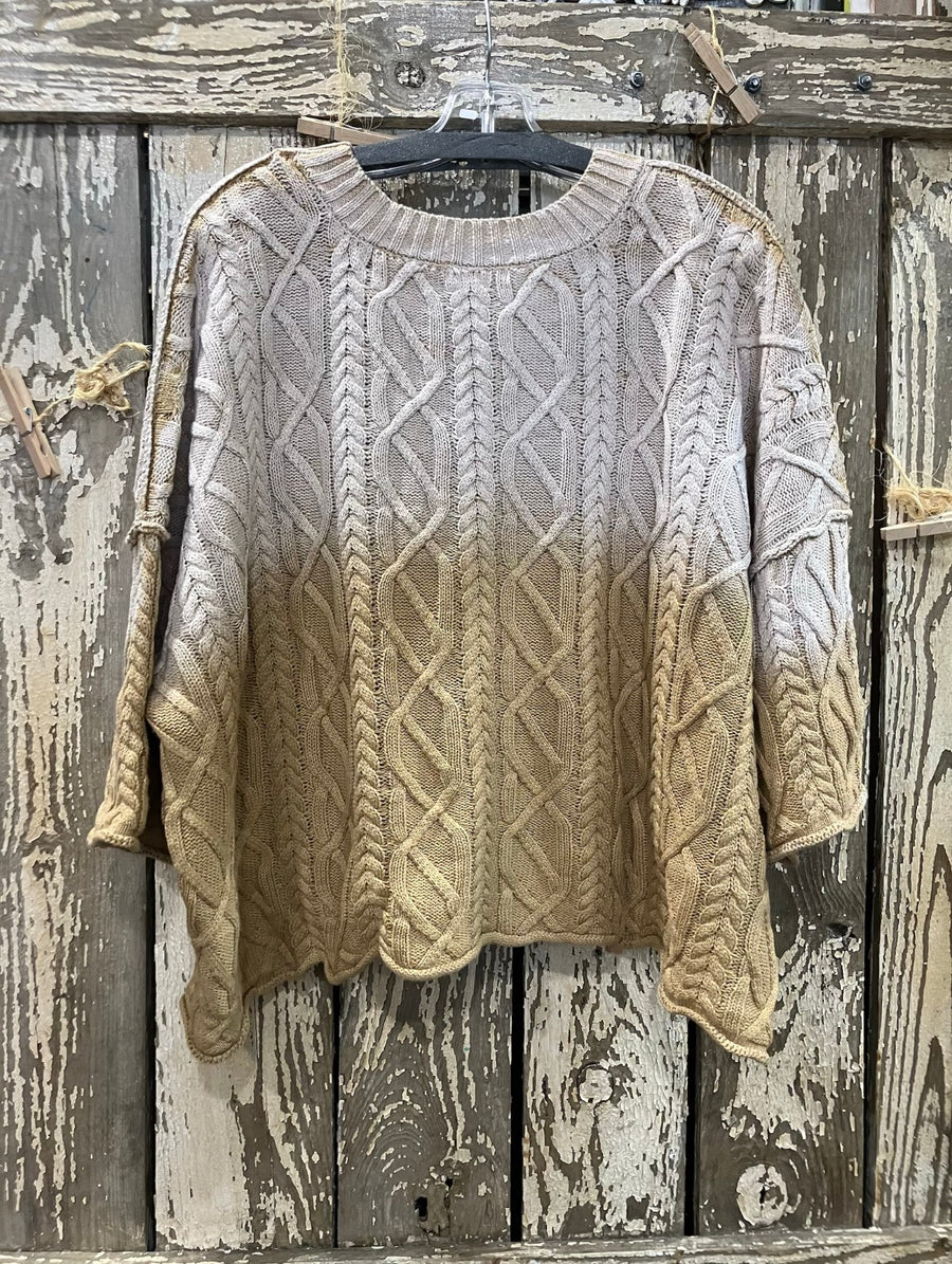 Ombre Oversized Cable Sweater by Davi & Dani