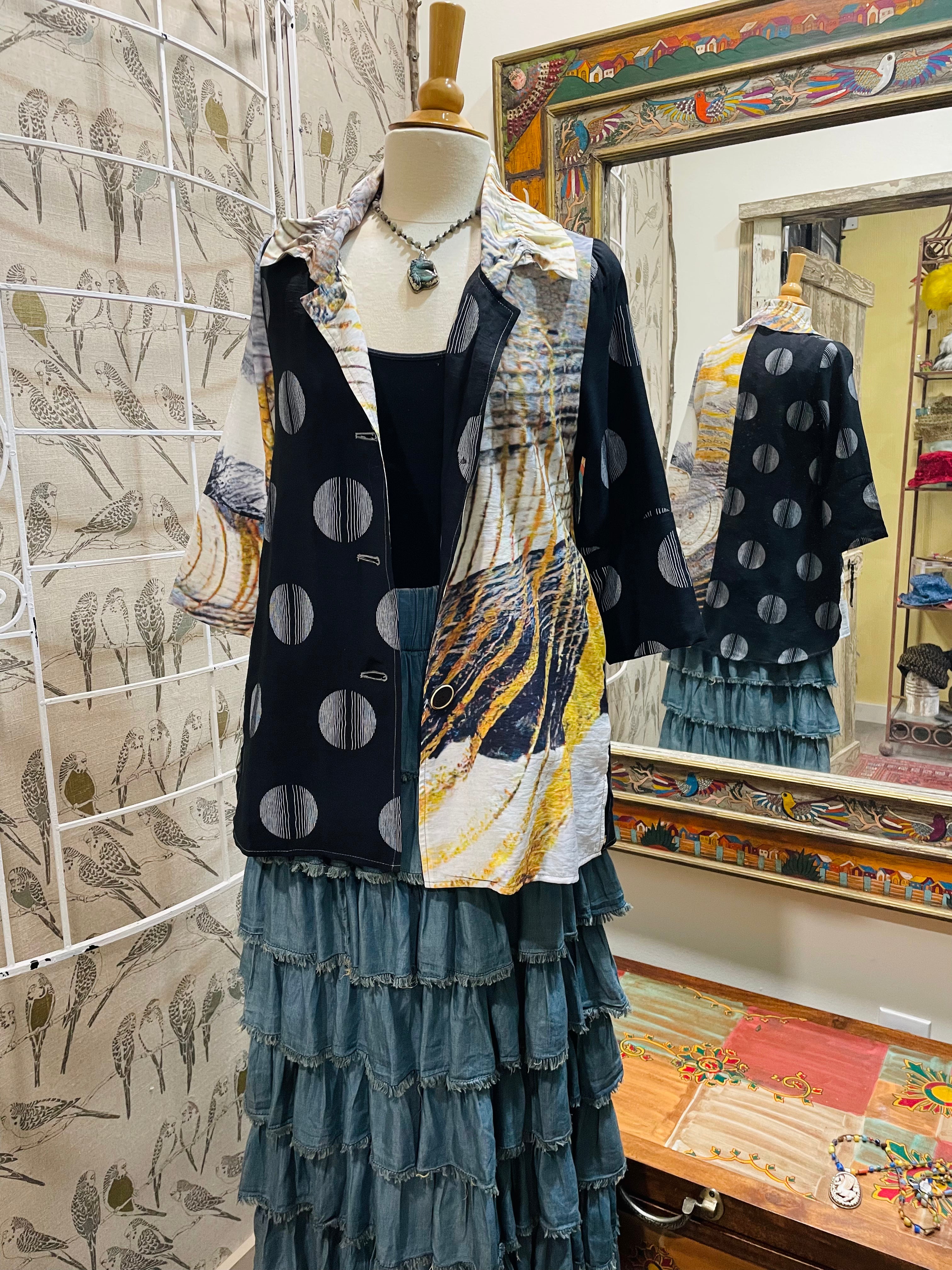 Mixed Media Ruffle Tunic by Adore KK609 Robin Boutique