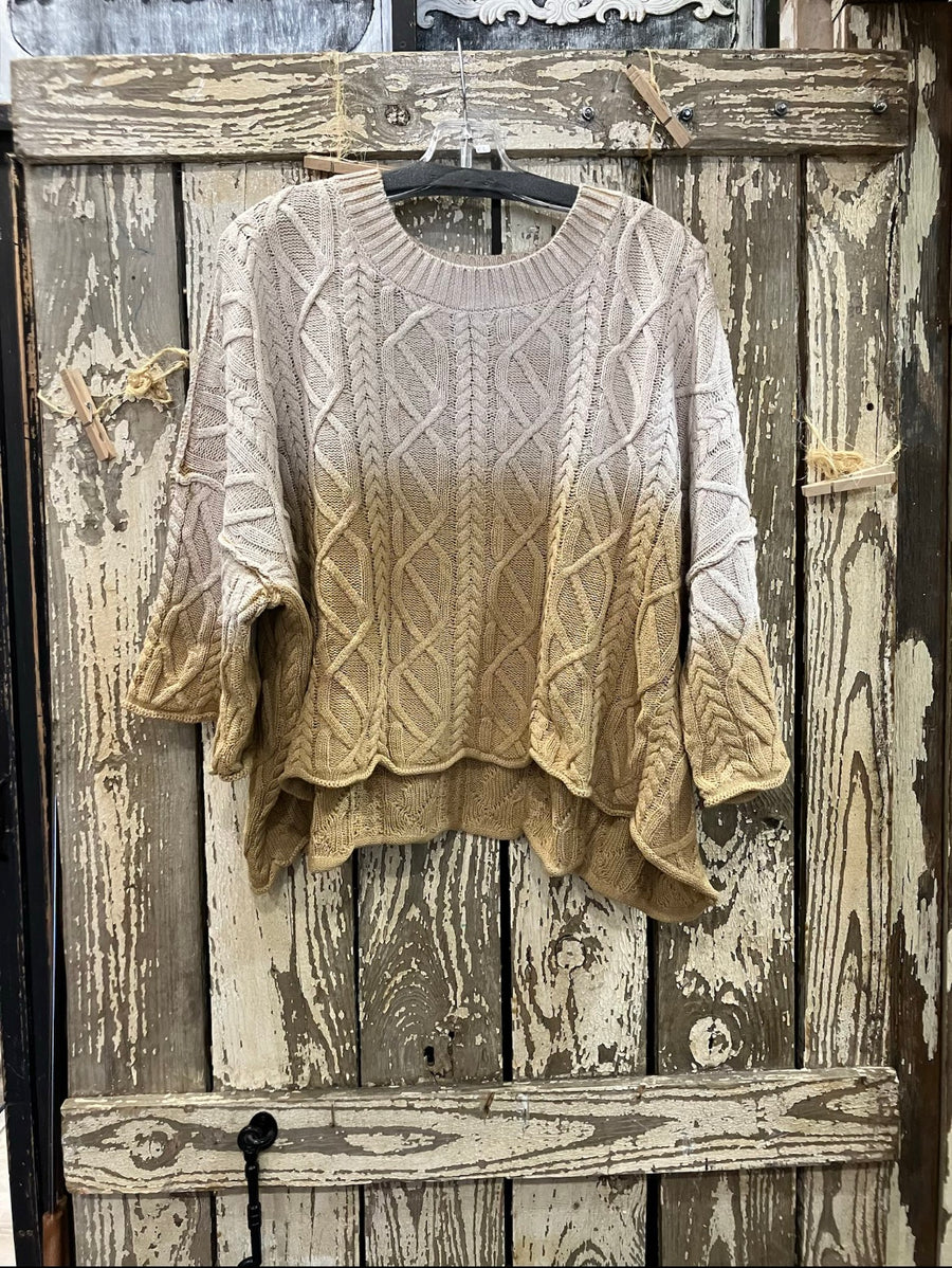 Ombre Oversized Cable Sweater by Davi & Dani