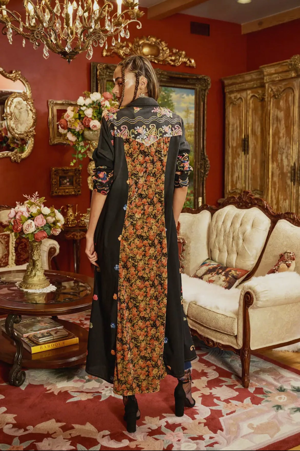 Additional view of Meadow Of Flowers Embroidered Shirt Dress/Duster by Aratta from Robin Boutique.