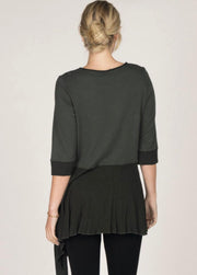 M.Rena Reactive Dye Baby French Terry Tunic with 3/4 sleeves & Asymmetrical Hem - Robin Boutique-Boutique 