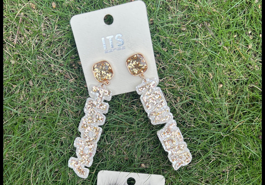 Happy New Year Glitter Earrings - Robin Boutique-Boutique 