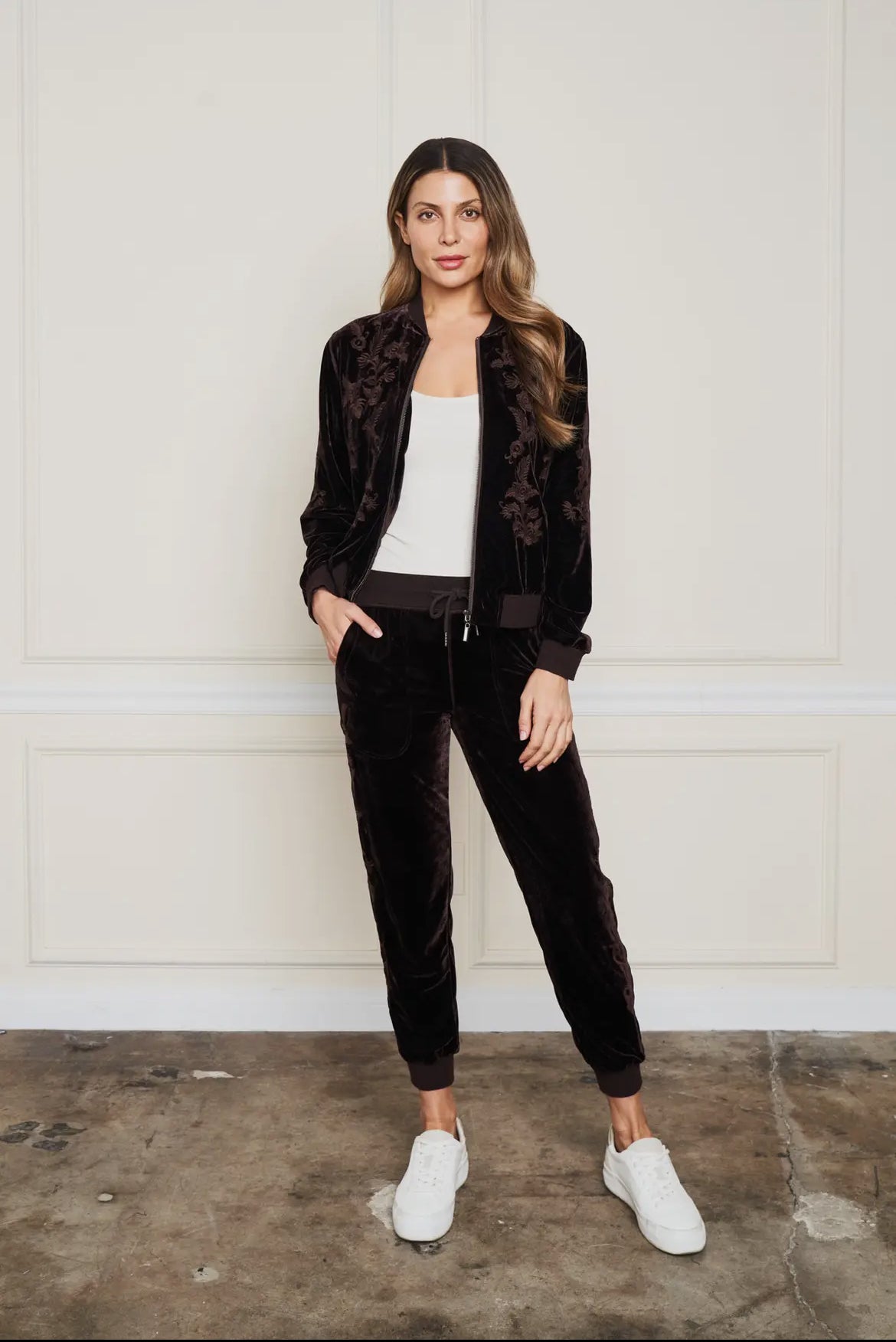 Velvet Embroidered Bomber Jacket by Paparazzi