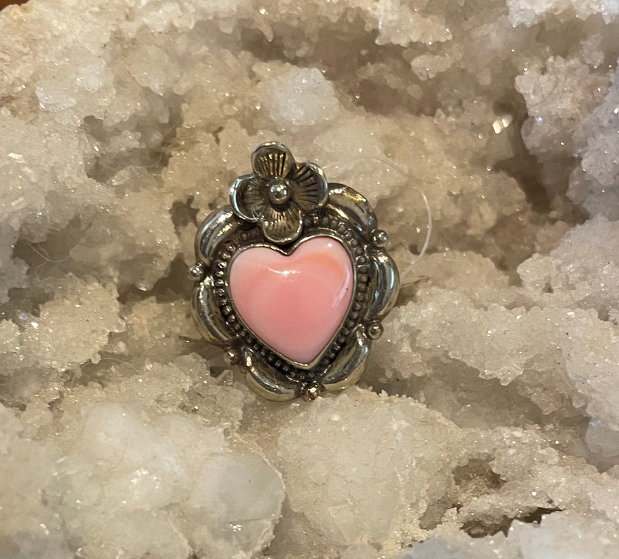Pink Heart Adjustable Ornate Ring
