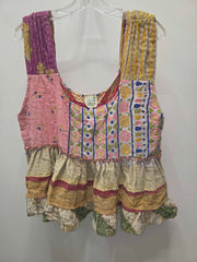Kantha Sunrise "Carnival" Sleeveless Ruffle Tank by Jaded Gypsy