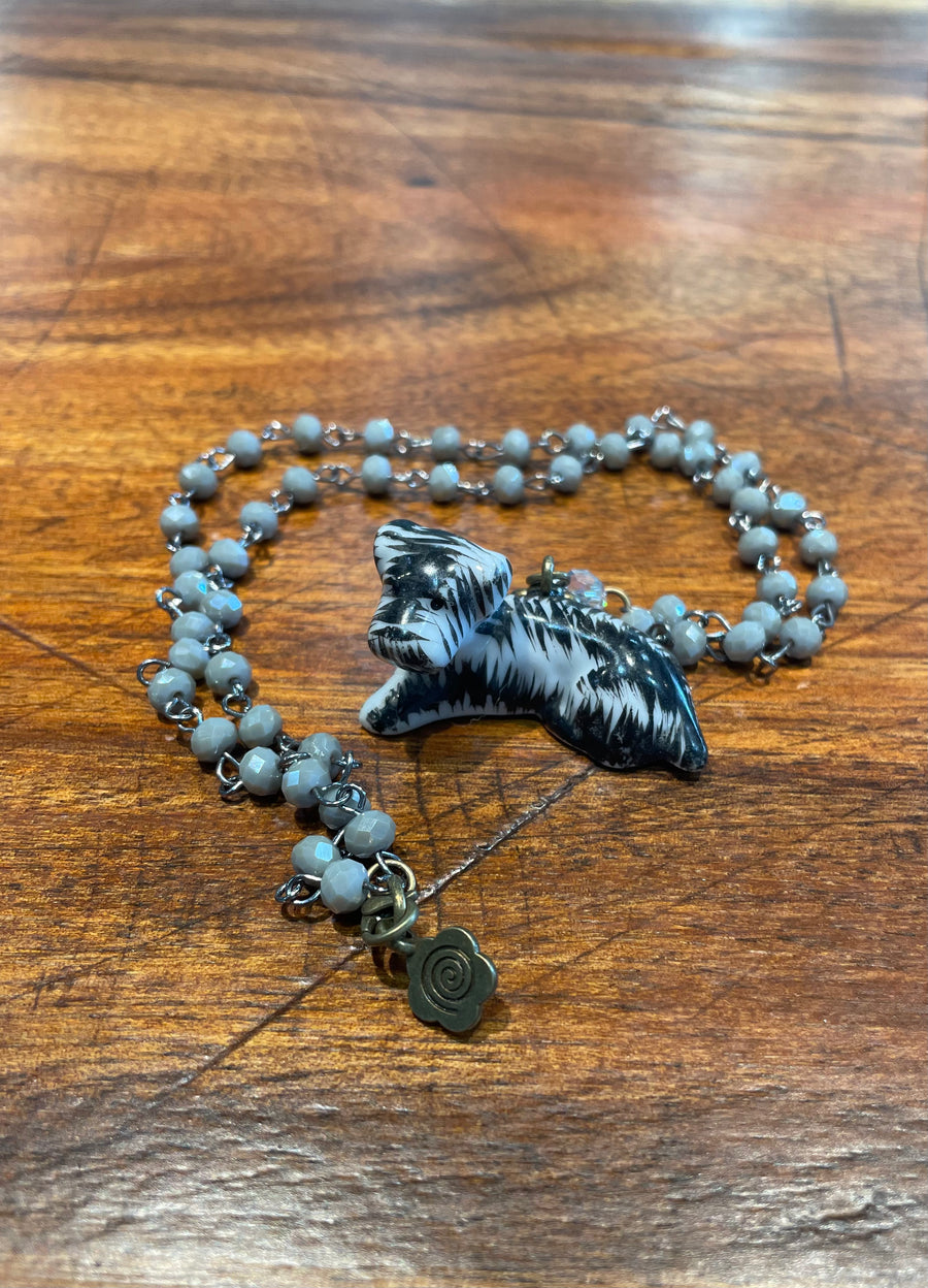 Black & White Watchful Dog Necklace by Gina