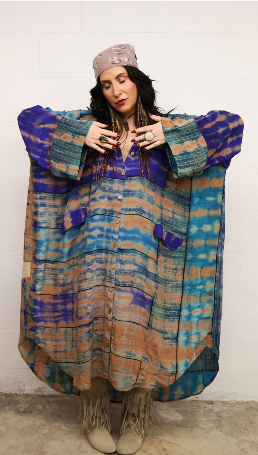 Crepe Sari Free To Be Longsleeve Maxi #016 by Kantha Bae
