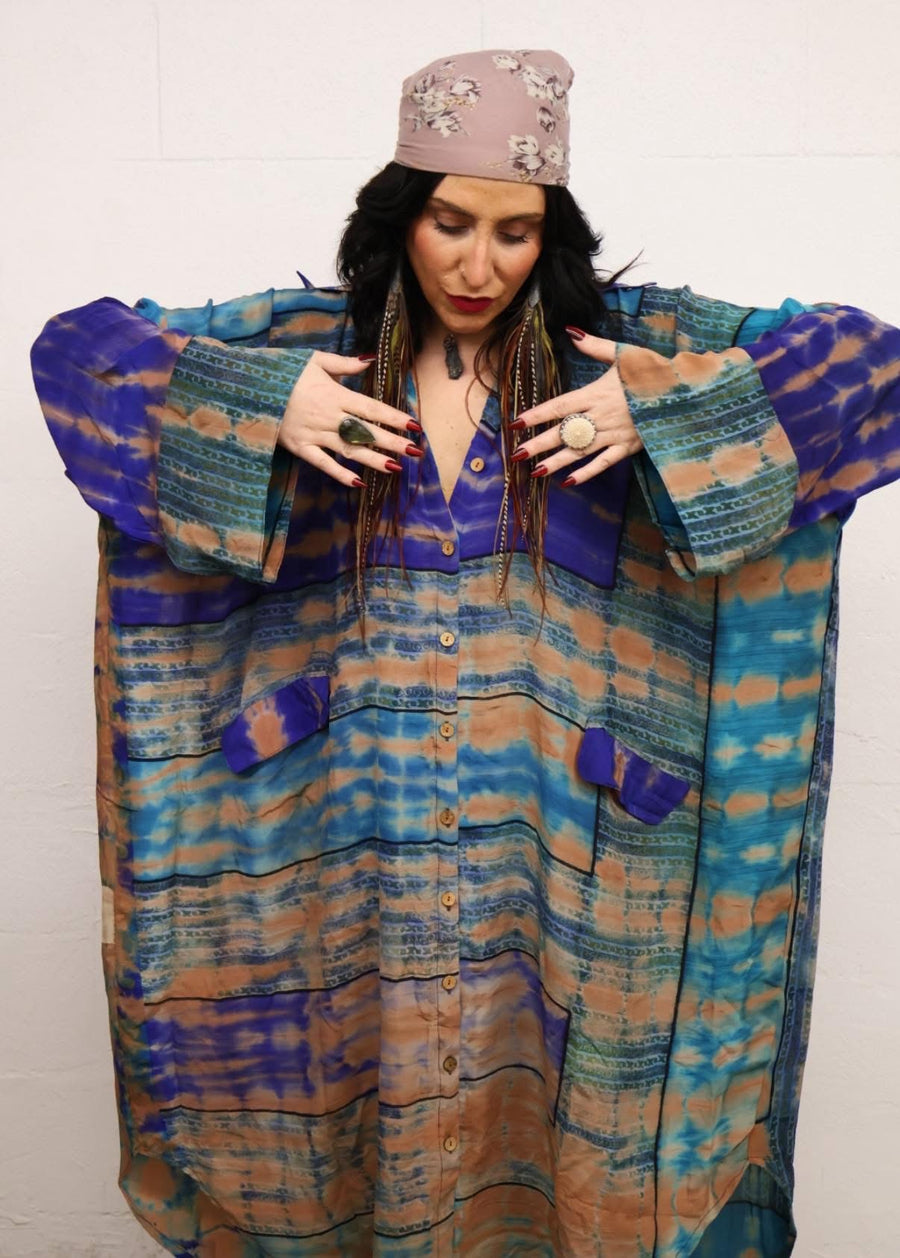 Crepe Sari Free To Be Longsleeve Maxi #016 by Kantha Bae