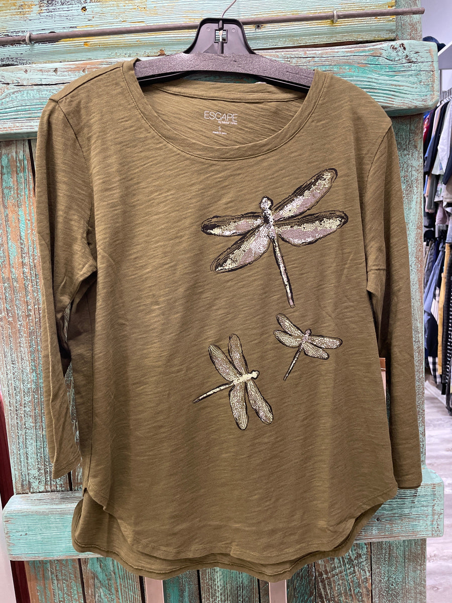 Destination 3/4 Sleeve Tee Dragonflies by Escape
