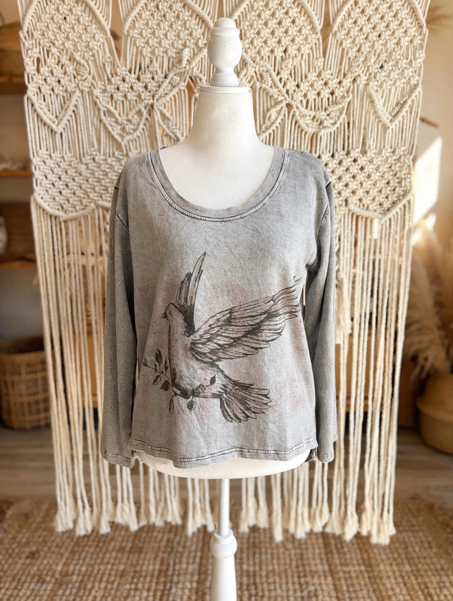 Free Spirit Dove Terry Top by Paper Lace