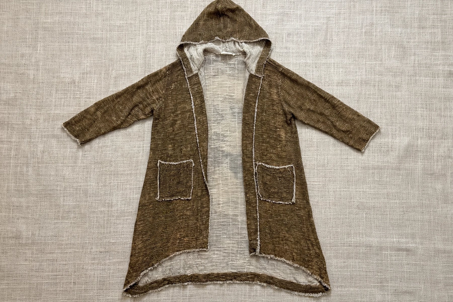 Cotton Knit Hooded Printed Lady Duster by Paper Lace