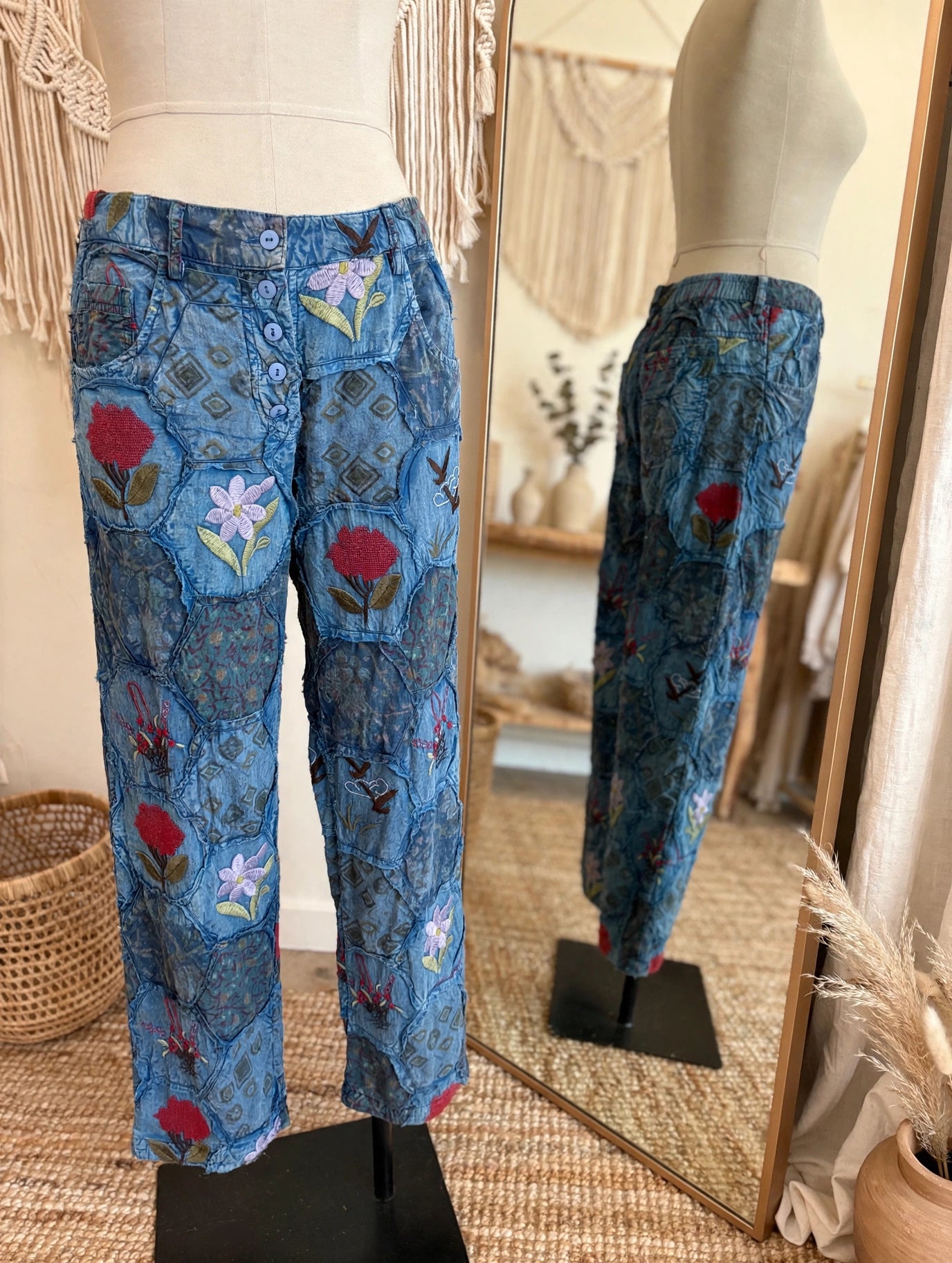 Garden Patchwork Denim Pants by The Paper Lace