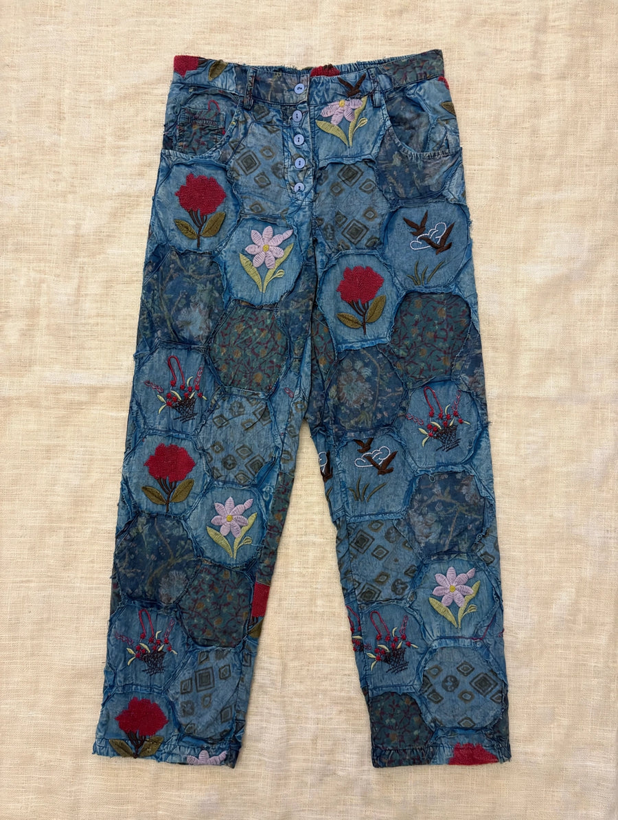 Garden Patchwork Denim Pants by The Paper Lace