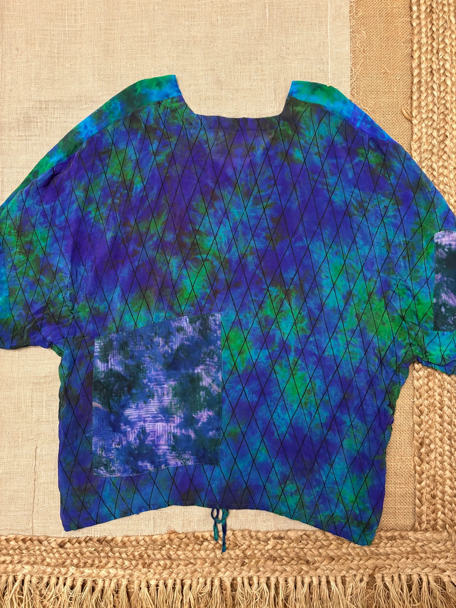 Crepe Sari Hi Lo Butterfly Top #132 by Kantha Bae