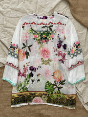 Floral Embroidered Mandarin Top by All About Her 5556