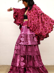 Rasgulla Sari Venus Ruffle Maxi by Kantha Bae Robin Boutique 