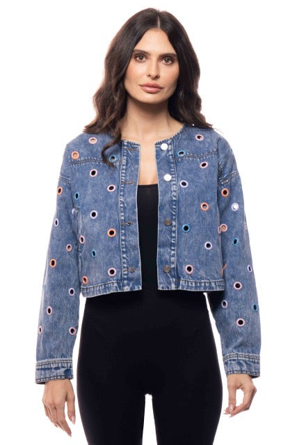 Rainbow Grommet Jacket by Adore