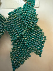 Earring with 5 Beaded Leaves -Solid Aqua with gold flecks Robin Boutique