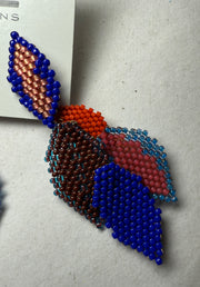 Statement Earring with 5 Beaded Leaves -Berry by KVZ Robin Boutique