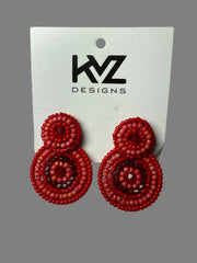Statement, Red double beaded earring -by KVZ Rlobin Boutique