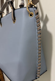 Additional view of Pleather Tote Handbag with Side Weaving Details from Robin Boutique.