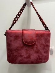 Distressed Faux Suede Handbag with Lucite Link Strap Robiin Boutique