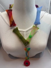 Carnival Mesh Statement Necklace in Orange Necklace by The Vintage Jewel