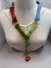 Carnival Mesh Statement Necklace in Orange Necklace by The Vintage Jewel