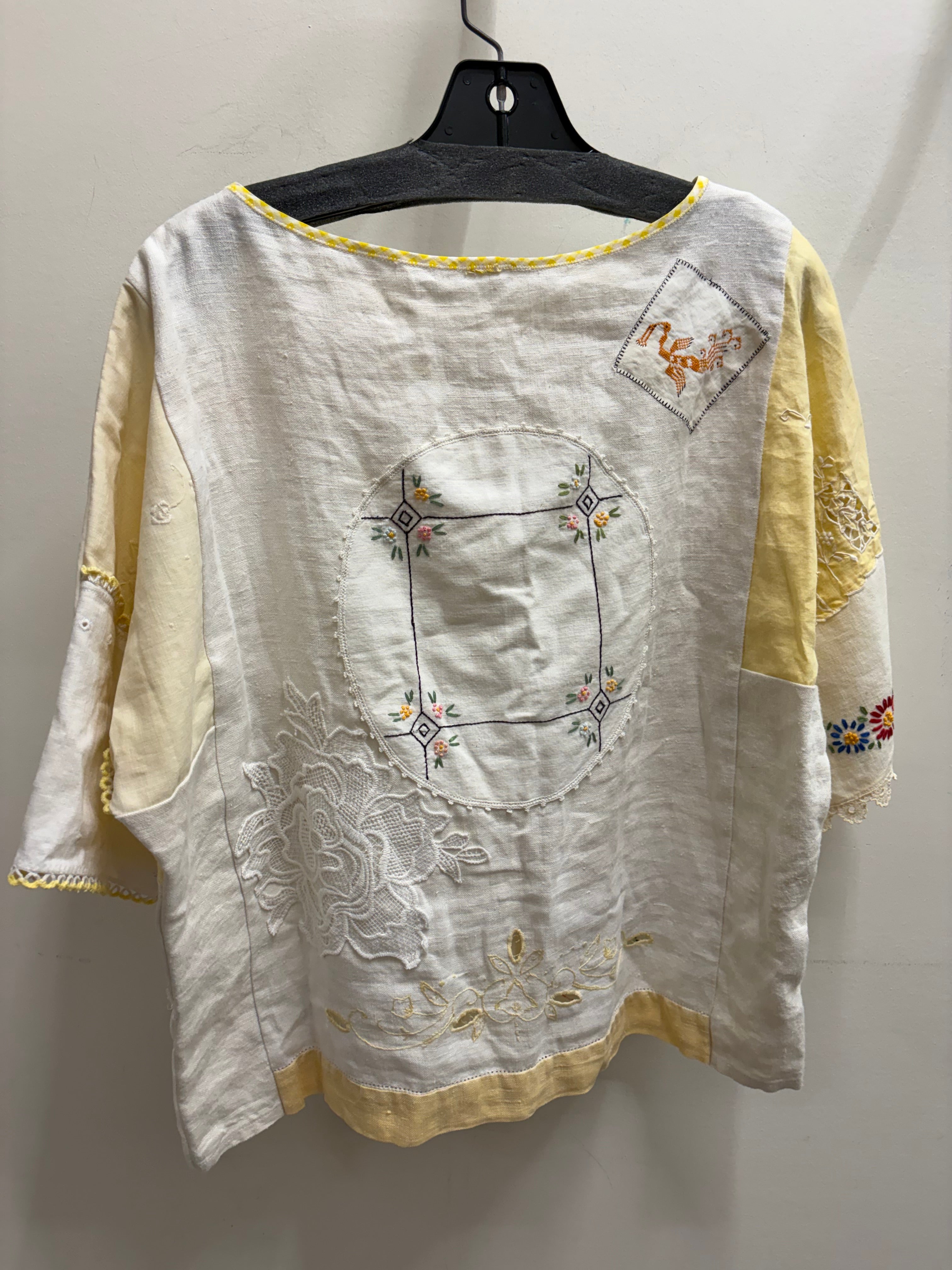 Vintage Linens Patchwork Top #01