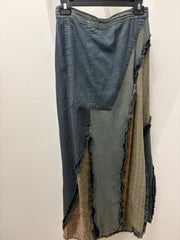 Western Boho Patch Denim Skirt by Young Threads Robin Boutique