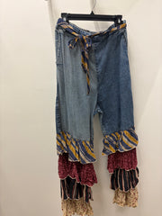 Mixed Print Ruffle Flare Pants by Young Threads Robin Boutique