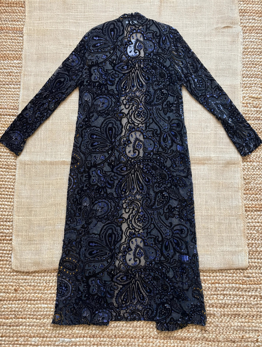 Midnight Paisley Burnout Velvet Duster by Adore